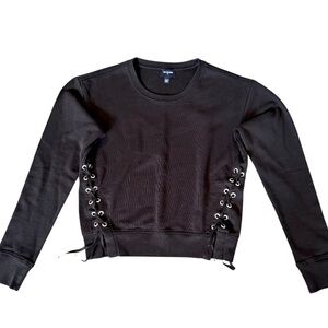 True Religion Black Lace-Up Sweatshirt